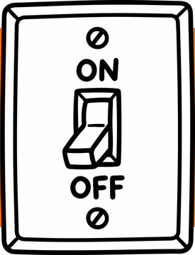 Simple line art illustration of a wall light switch.