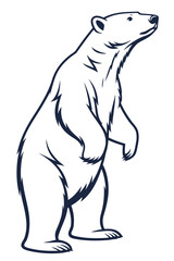Fototapeta premium Stylized polar bear standing silhouette vector illustration with wildlife