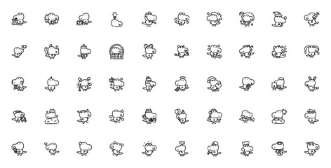 Dinosaur avatars situations icon set. Minimal vector icons. Featuring sick, boxing, reading, idea, doctor, in love, beauty, space, sleep and more. © wang