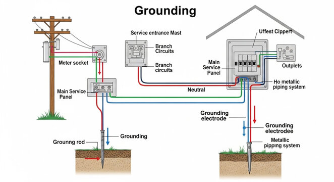 Electrical Grounding System Diagram for Home Safety.