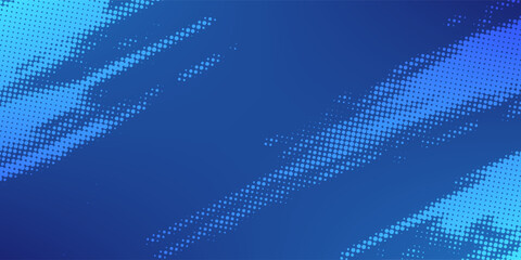 Naklejka premium Abstract blue halftone geometric background with dotted texture and layered diagonal shapes, modern vector design for posters, branding, web banners, and digital media