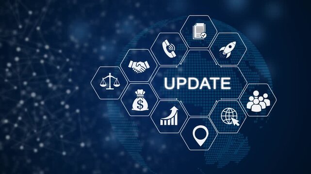 Modern digital technology update concept animation with and notifications digital update technology refresh
