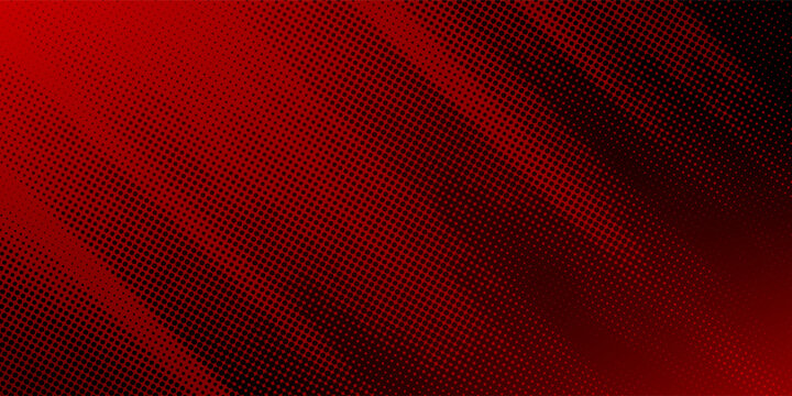 Abstract red and black halftone gradient background with textured dotted pattern and dark shadow effect, modern vector design for posters, branding, and digital media