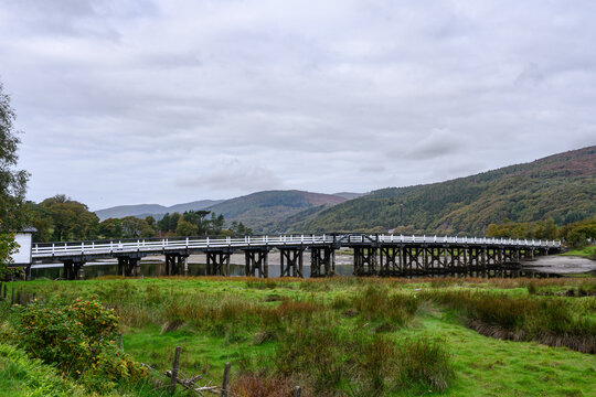 Penmaenpool Toll Bridge a grade II listed landmark brisge - Wales, UK