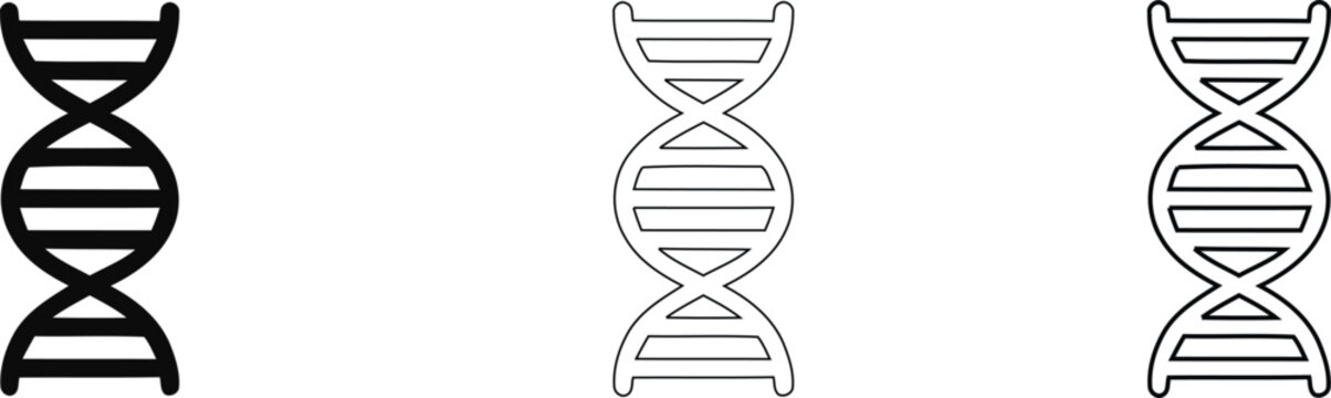 DNA double helix genetic structure icon set for biotechnology medical science and genetic engineering research projects