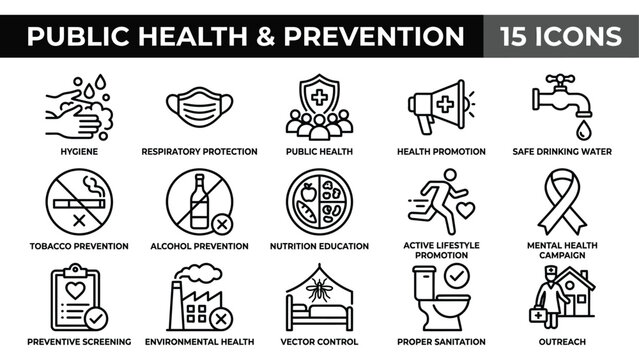 Public Health and Prevention Icons Set