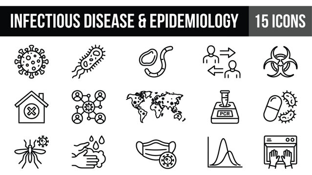 Infectious disease and epidemiology icon set