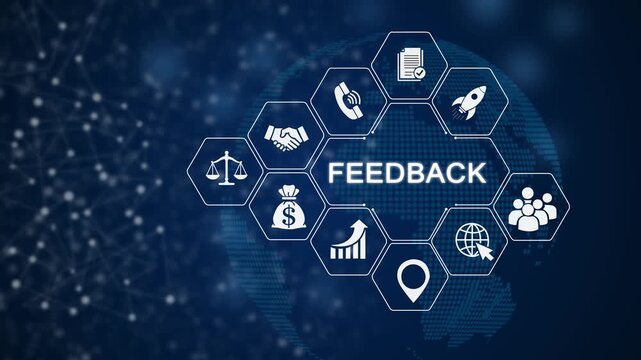 Modern business feedback loop animation with and connections 3d animation abstract business animated feedback loop