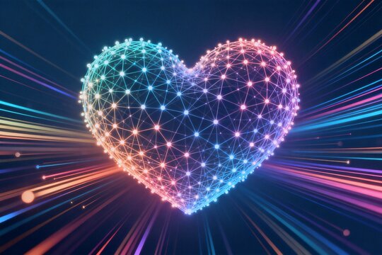 Heartshaped network of glowing lights