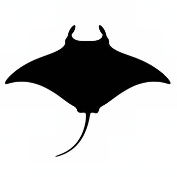 Minimalist Black Stingray Silhouette Vector Isolated on White