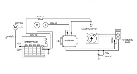 Electrical schematic diagram of a power generation system. © Brengkel
