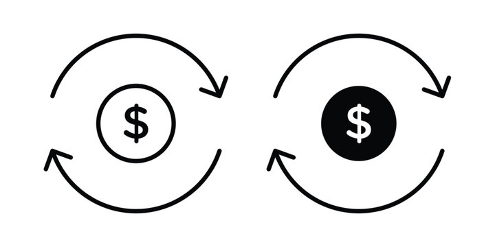 Cashback icon line vector set. Solid style icons
