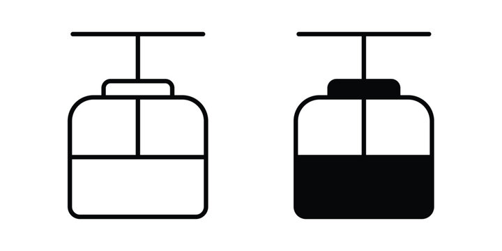 Chairlift icon line vector set. Solid style icons