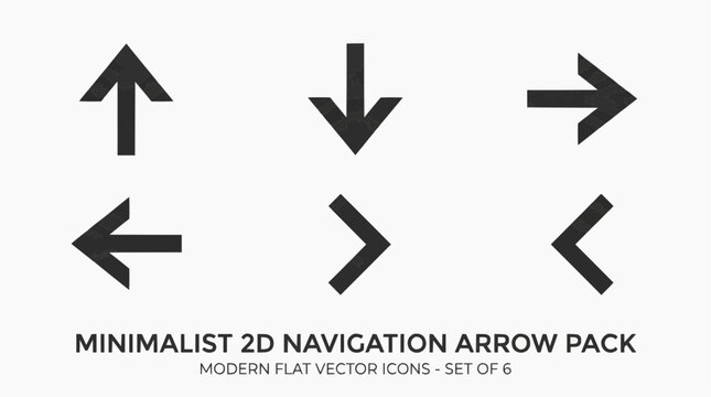 Arrows navigation set with minimalist 2D flat icons for UI wayfinding, onboarding flows, and productivity dashboards
