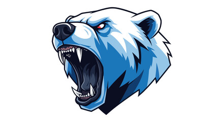 Aggressive Polar Bear Head Roaring Fierce Arctic Animal Illustration © jambu