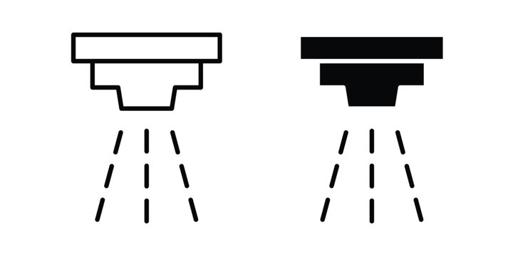 Fire sprinkler system icon line vector set. Solid style icons