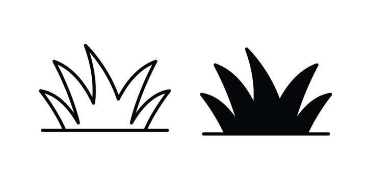 Grass icon line vector set. Solid style icons
