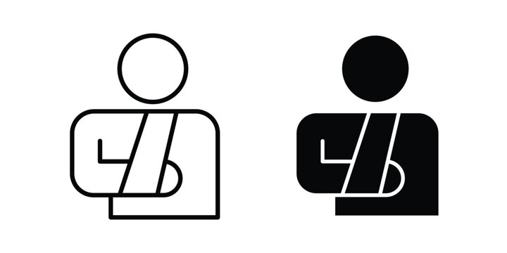 Injured man icon line vector set. Solid style icons