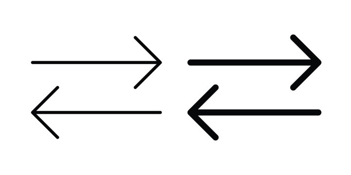 Left right direction icon line vector set. Solid style icons