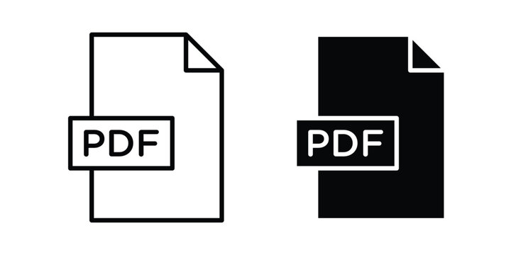 PDF file icon line vector set. Solid style icons