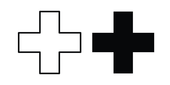 Plus icon line vector set. Solid style icons