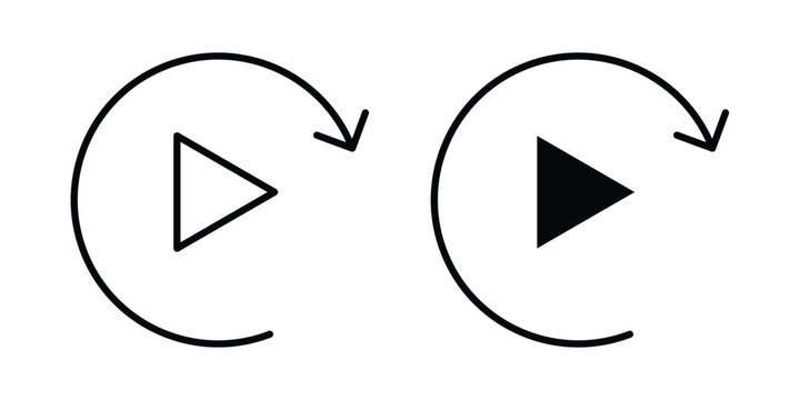 Replay icon line vector set. Solid style icons