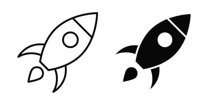 Rocket icon line vector set. Solid style icons