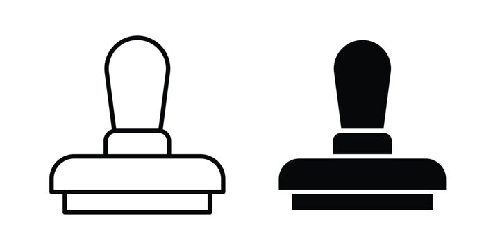 Stamp icon line vector set. Solid style icons