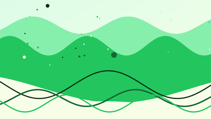 Obraz premium Abstract Green Wavy Background with Geometric Elements