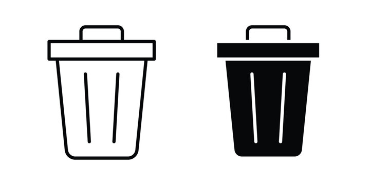Trash Bin icon line vector set. Solid style icons