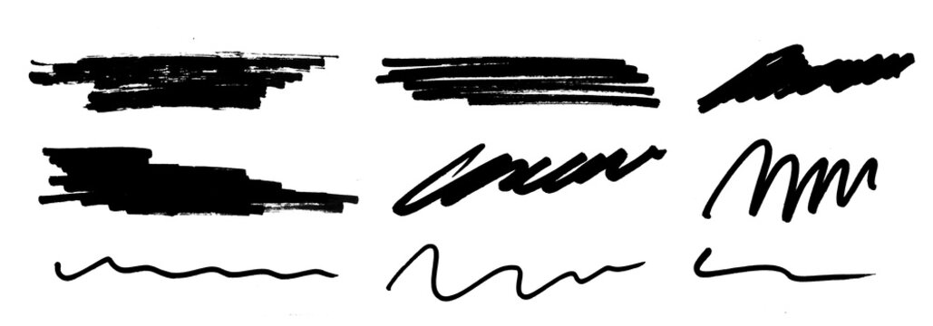 set of hand drawn spiral line doodle element