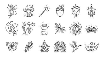 Whimsical Fairy Tale Elements: Icons & Illustrations for Fantasy and Magic © Roti