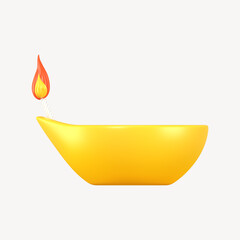 Obraz premium Diwali oil lamp sticker, 3D illustration in gold