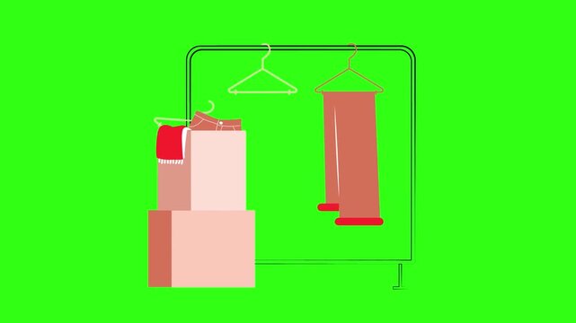 Hanging scarf and shopping bag animation 