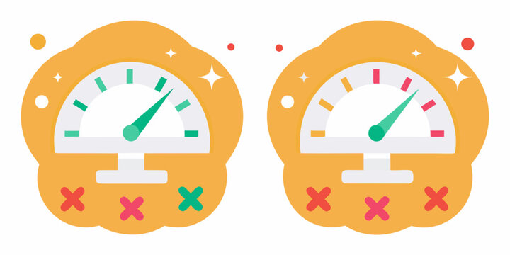 speedometer icons two stylized gauge meters with needles