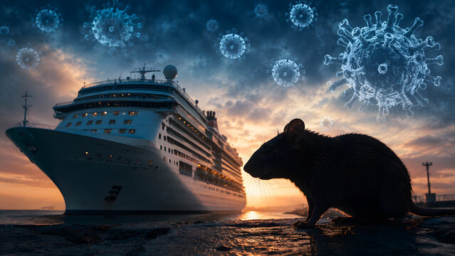 Rat Silhouette Beside Cruise Ship