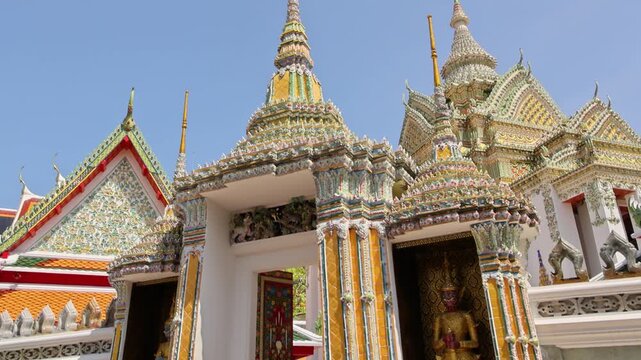 Wat Pho Temple Ornate Entrance Architecture Bangkok Thailand View