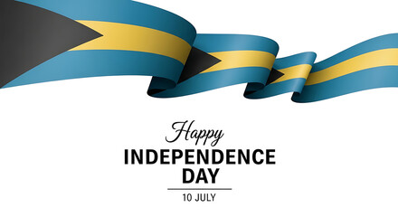 Obraz premium Happy independence day bahamas flag ribbon