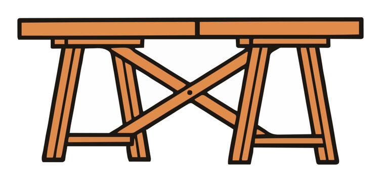 Minimalist trestle table furniture vector illustration. Generative AI