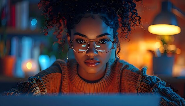 Young woman with glasses looking surprised.