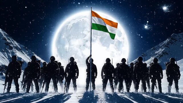 Kargil Vijay Diwas Tribute Indian Soldiers on Snowy Mountain Peak