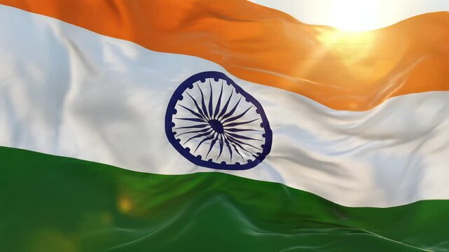 Kargil Vijay Diwas Indian National Flag Waving Proudly in Bright Sunlight