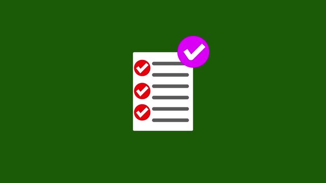 Checklist with Red Checkmarks and a Purple Checkmark on a Green Background to-do list tasks