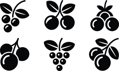 Flat black vector berry fruit icon set sign graphic art © Naimur creativehouse