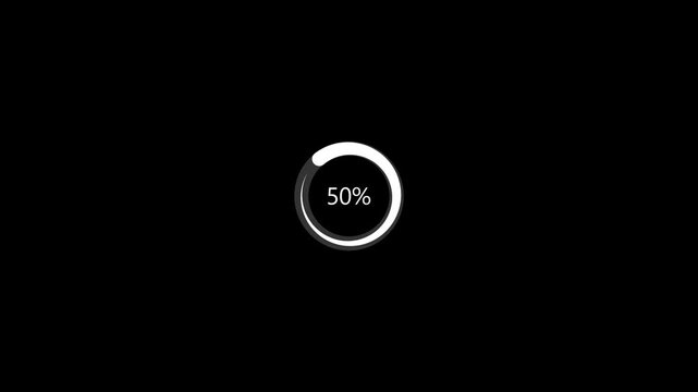 Circular progress bar showing thirty percent loading on a black background circle ring