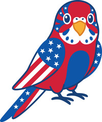 Fototapeta premium American patriotic bird with stars and stripes pattern on body