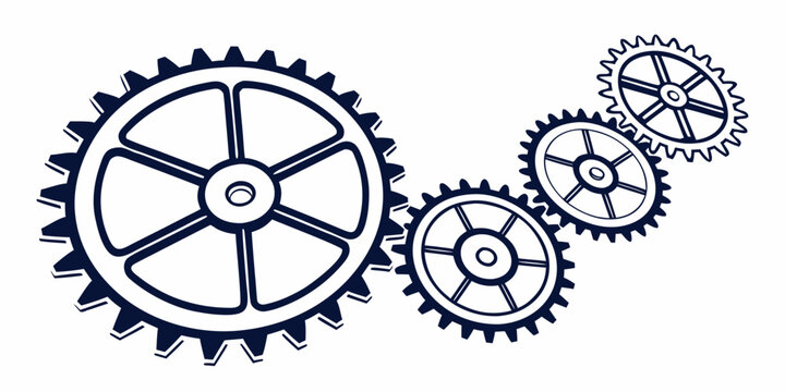 Set of interlocked mechanical gear wheels illustrating teamwork and industrial mechanism concept with cogwheel mechanism industry engineering technical movement rotation