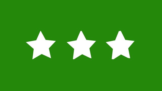 Three white stars on a solid green background symbol