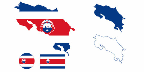Fototapeta premium A map illustration shows Cuba and Central America with flags and country outlines