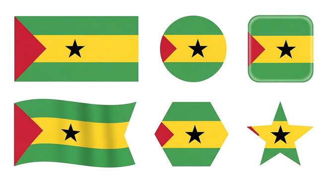 Flag of sao tome and principe in various shapes